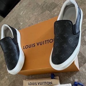 Men’s Louis Vuitton “LV” Monogram Slip-On Sneakers